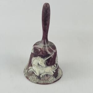 Unicorn Genuine Incolay Stone Bell Rose / White Vintage